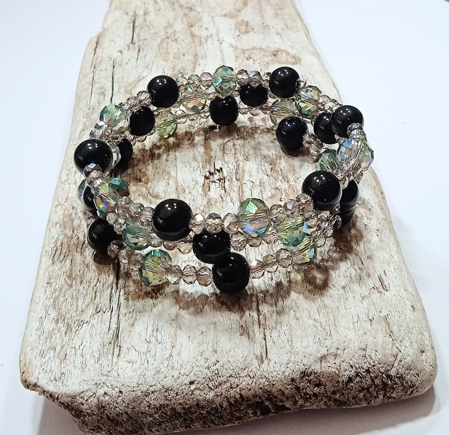Crystal & Glass Bead Bracelet - UK Free Post