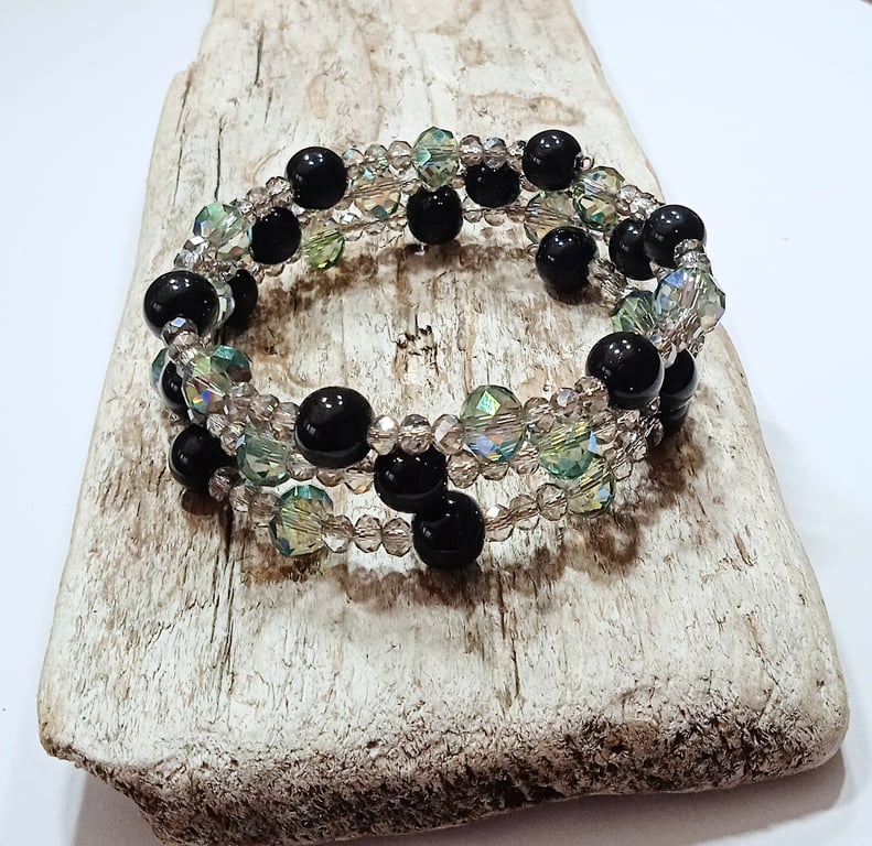 Crystal & Glass Bead Bracelet - UK Free Post
