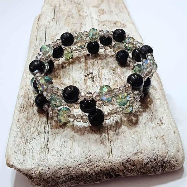 Crystal & Glass Bead Bracelet - UK Free Post