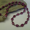 Genuine Freshwater Plum Baroque Pearl & Genuine  Rhodlite Garnet Necklace