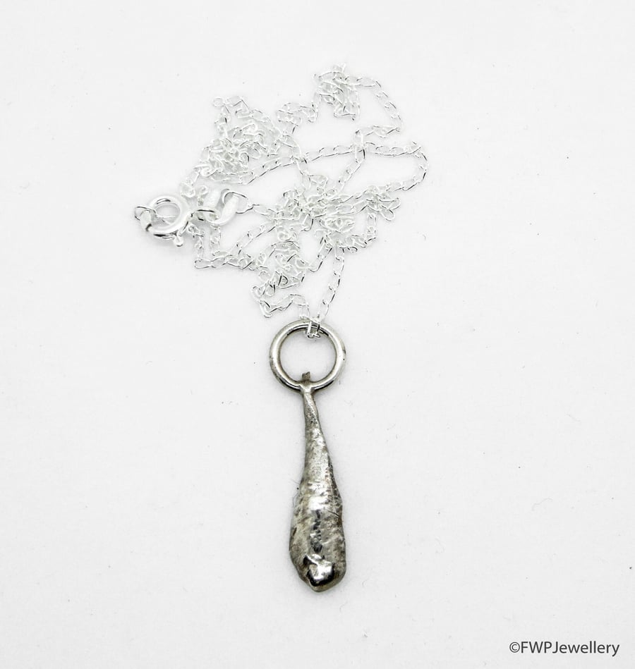 Melted Silver Pendant on Silver Chain