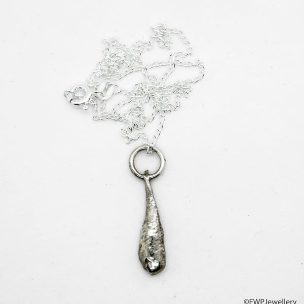 Melted Silver Pendant on Silver Chain