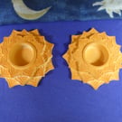 Small Lotus Flower Orange Tealight Holder - Handmade Stonecast