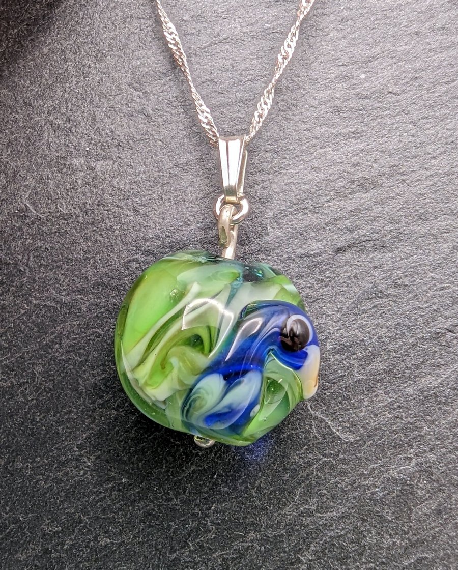 Peacock Lampwork Necklace
