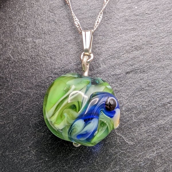 Peacock Lampwork Necklace