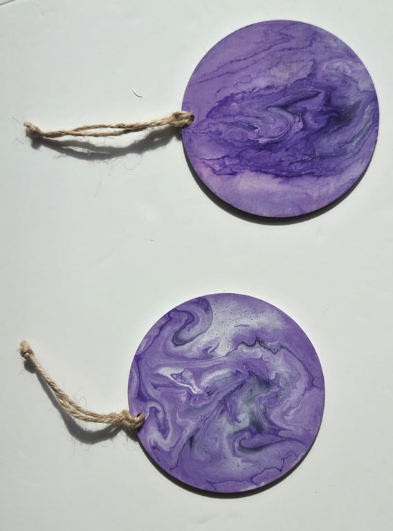 Hand-Painted 10 cm Purple Hanging Serenity & Intuition Charms ,Talismans x 2