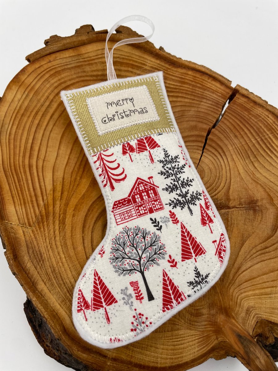 Hanging Christmas stocking tree decoration 'Merry Christmas'