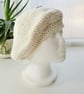 Cream Cotton Crochet Beret Hat