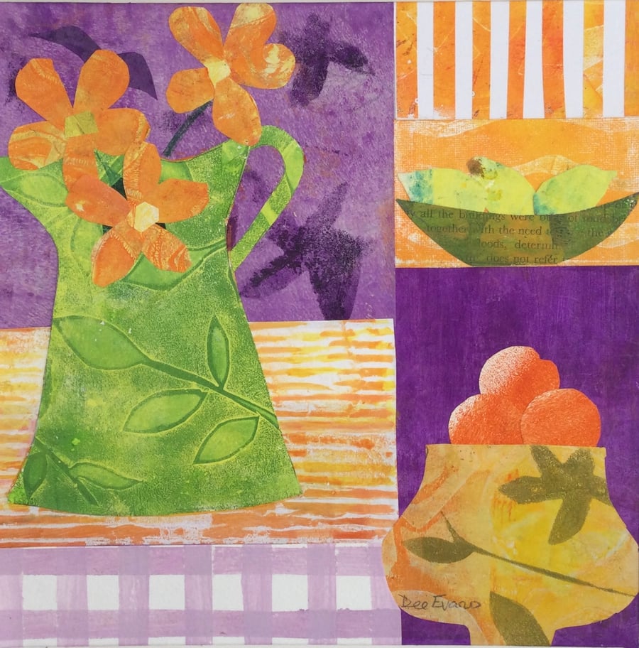Original art Collage entitled Oranges and Lemons