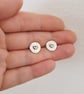 Gold Heart Studs, Hammered Sterling Silver Stud Earrings - Image 6