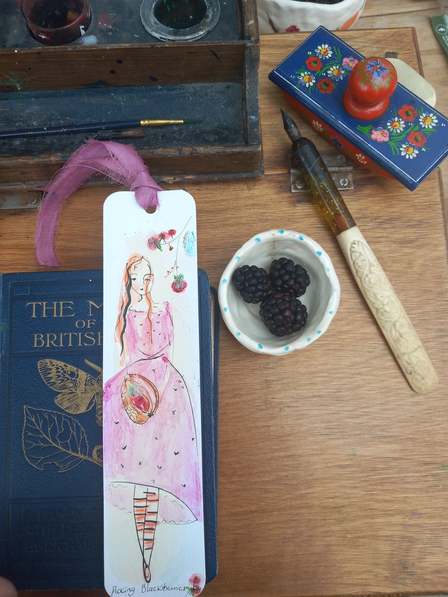 Blackberry girl , original hand drawn bookmark
