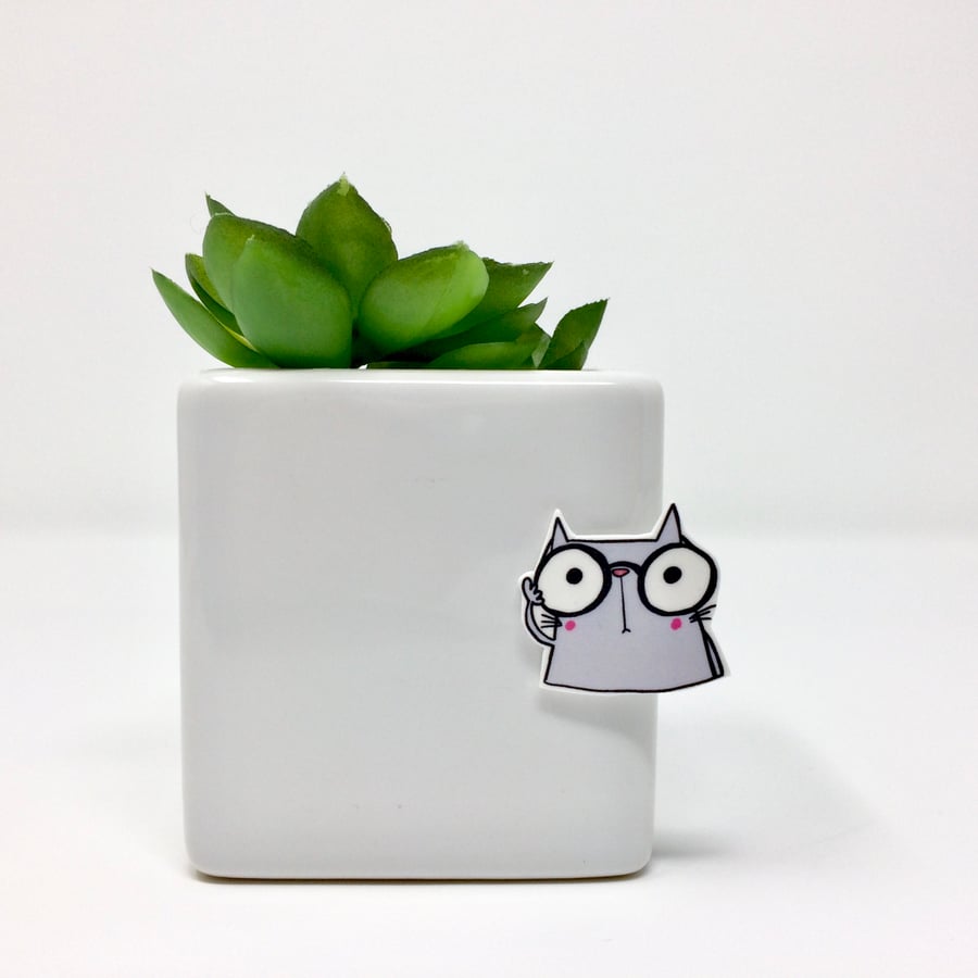 Geeky Cat pin badge