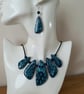 Unique Statement Necklace and Earring Set In Shades Of Blue - Image 3