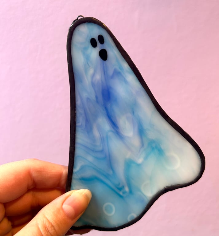 Adopt a Stained Glass Ghost - Mermaid Blue