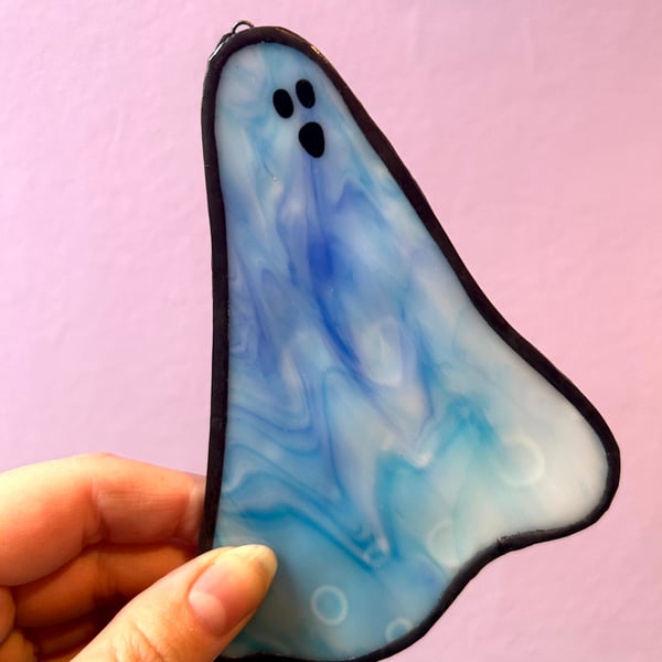 Adopt a Stained Glass Ghost - Mermaid Blue