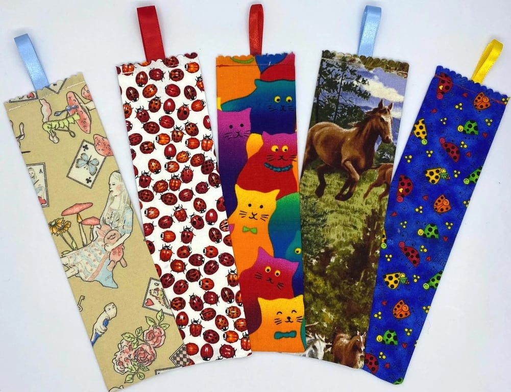 Handmade Cotton Fabric Bookmarks – Designs 1–54