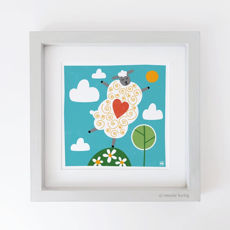 Pirouette, whimsical dancing sheep print, fun sheep art, original Giclee print