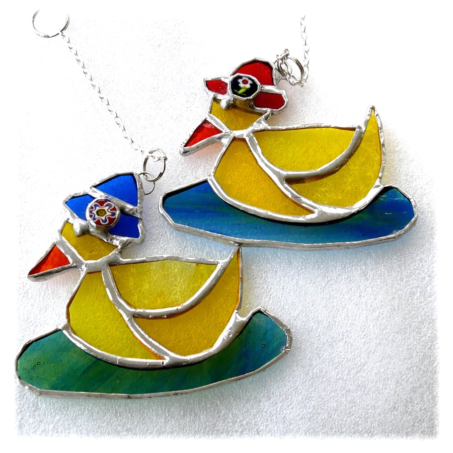Duckling Suncatcher Stained Glass Yellow duck Easter Gift Decoration