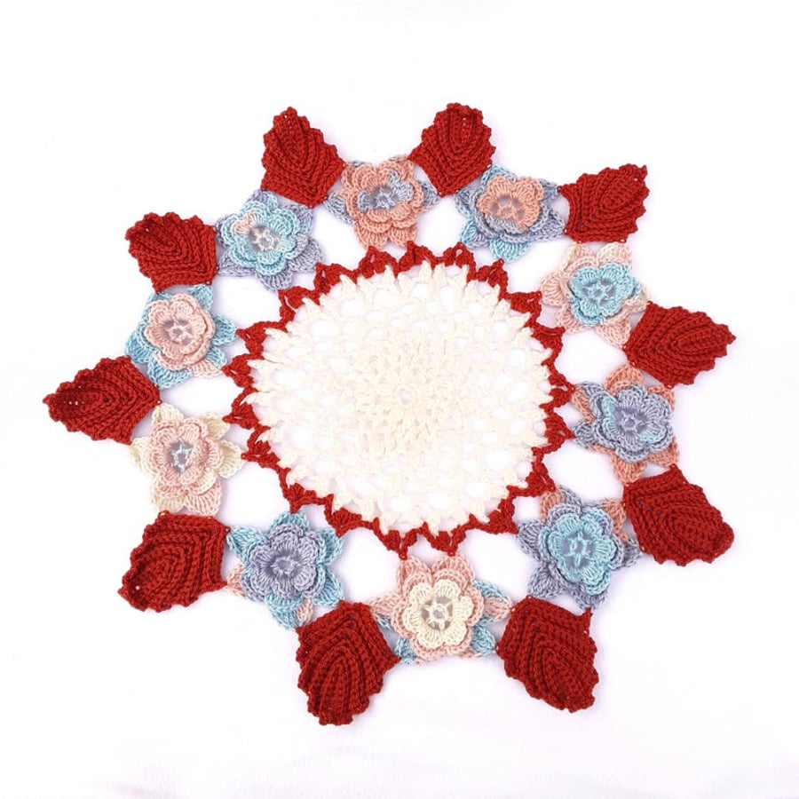 Autumnal coloured crocheted doily from a 1940's vintage pattern Seconds Sunday