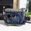 Upcycled Denim and Chenille Cross Body Bag