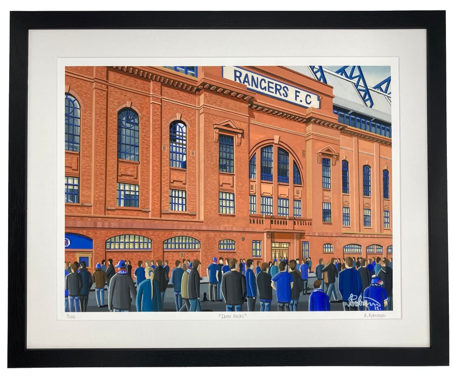 Rangers F.C, Ibrox Stadium. Limited Edition Framed Art Print (20" x 16")