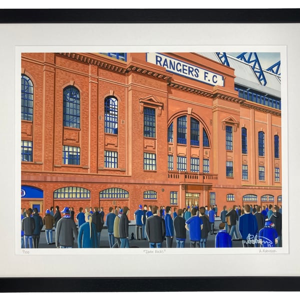 Rangers F.C, Ibrox Stadium. Limited Edition Framed Art Print (20" x 16")