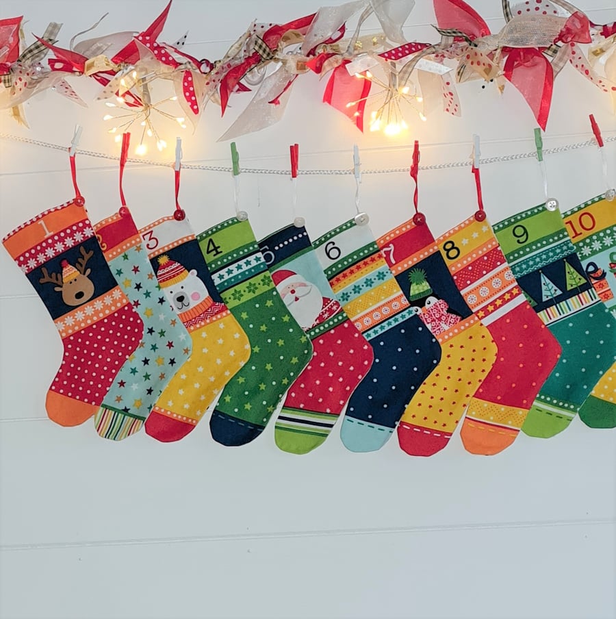 Christmas Stockings Advent Garland