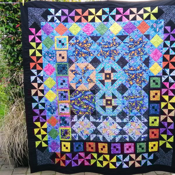 Handmade Patchwork Quilt by Diane Davis - Modern Quilt - Fibonacci Design