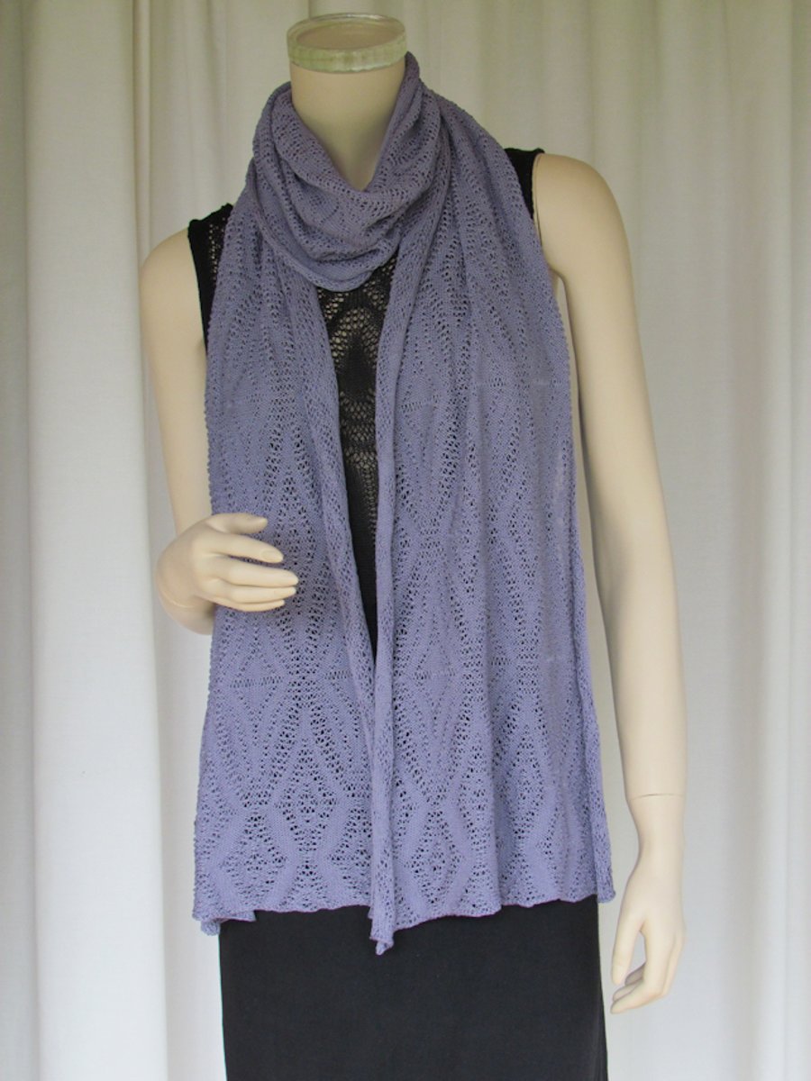 Diamonds in Silk Lace Knitted Scarf, Stole, Wrap