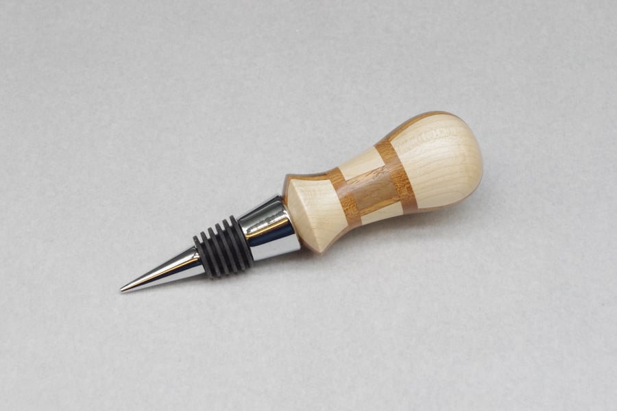 Hand Turned Wooden Bottle Stopper. Mixed Woods.