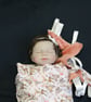 Handmade Lightweight Pink Baby Shawl, Reversible Fox & Deer Design - Image 2