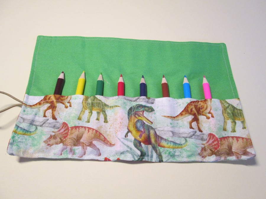 Dinosaur Fabric Pencil Roll