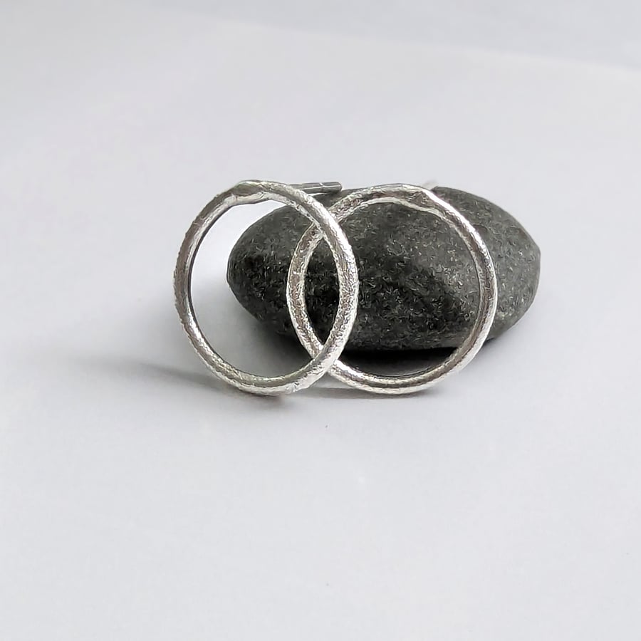 SILVER Textured Hoop Stud Earrings: handamde Urban Jewellery