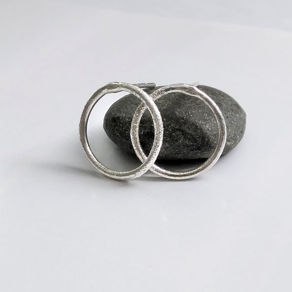 SILVER Textured Hoop Stud Earrings: handamde Urban Jewellery
