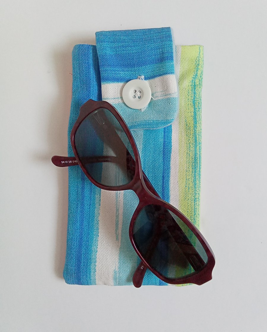 Fabric glasses case, sunglasses case, glasses case, blue striped glasses case