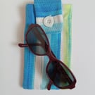 Fabric glasses case, sunglasses case, glasses case, blue striped glasses case