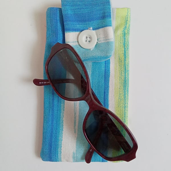 Fabric glasses case, sunglasses case, glasses case, blue striped glasses case