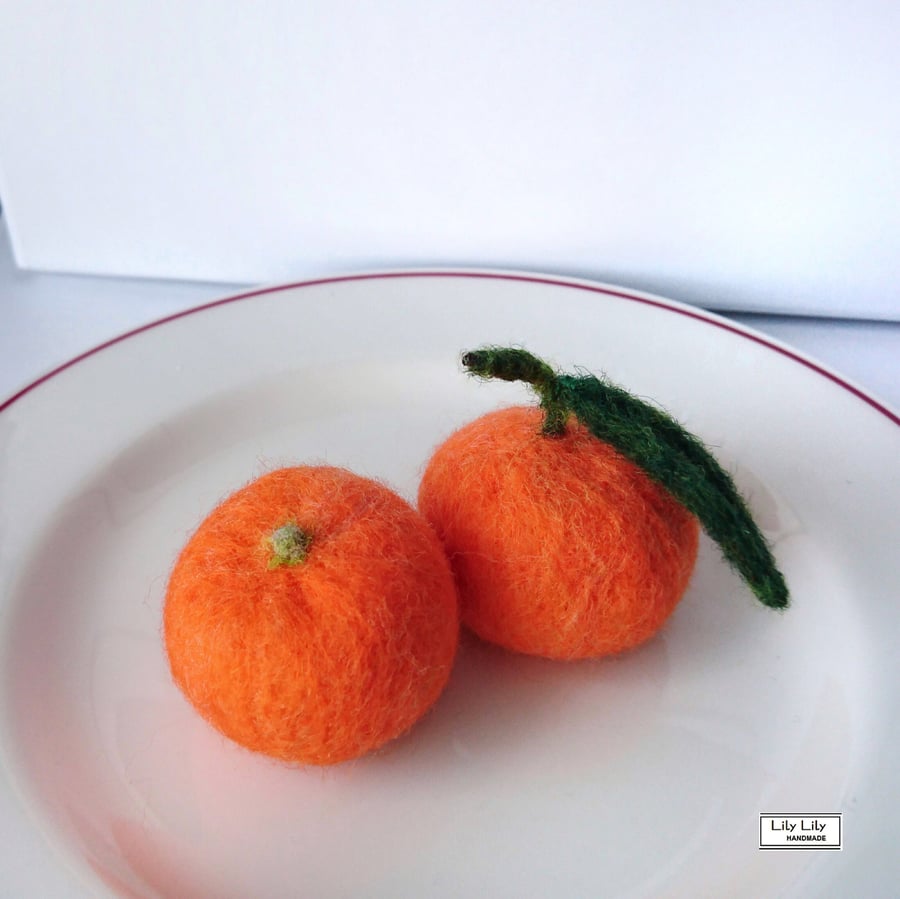SOLD Woolly Clementine Oranges, Fruit, needle felted by Lily Lily Handmade