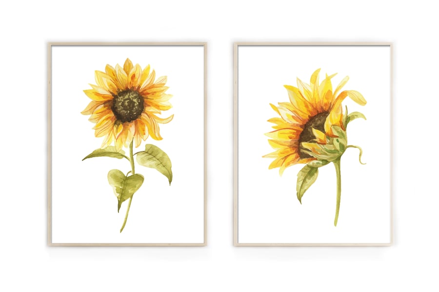 Sunflowers wall prints, Sunflowers wall decor, living room prints, floral art