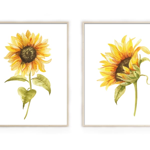 Sunflowers wall prints, Sunflowers wall decor, living room prints, floral art