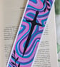 Handmade Pink and Blue Swirl Sword and Leaves Bookmark