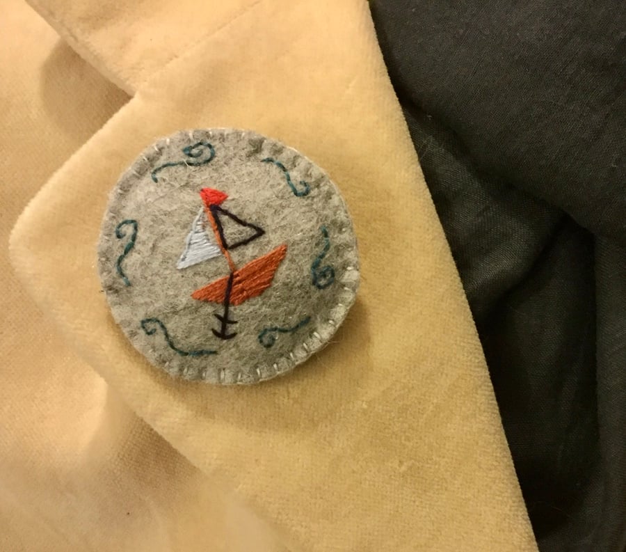Seaside Brooch with Sailing Boat Seconds Sunday