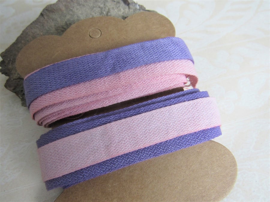 Brazilwood Logwood Natural Dye Pink Purple Cotton Ribbon Tape