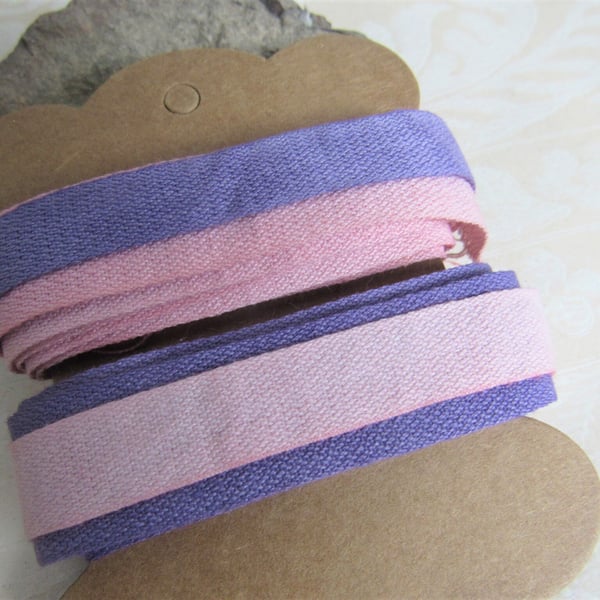 Brazilwood Logwood Natural Dye Pink Purple Cotton Ribbon Tape