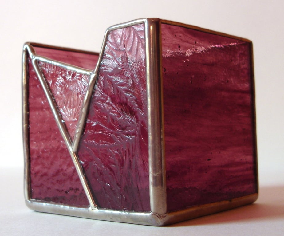 STAINED GLASS TEA LIGHT CANDLE HOLDER