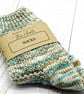 Hand Knitted socks - Green, Beige and Cream - UK 6-8.5 Junior