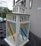 Small Fused Glass White Metal Lantern - Image 3