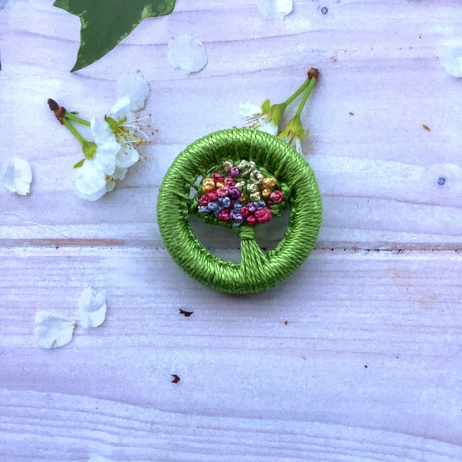 Dorset Button Rainbow Posy Brooch
