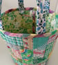 Cotton Patchwork Quilt Bucket Bag, Fabric Basket, Project Bag - Image 6