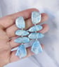 Marbled blue, white and silver earrings  - Image 4